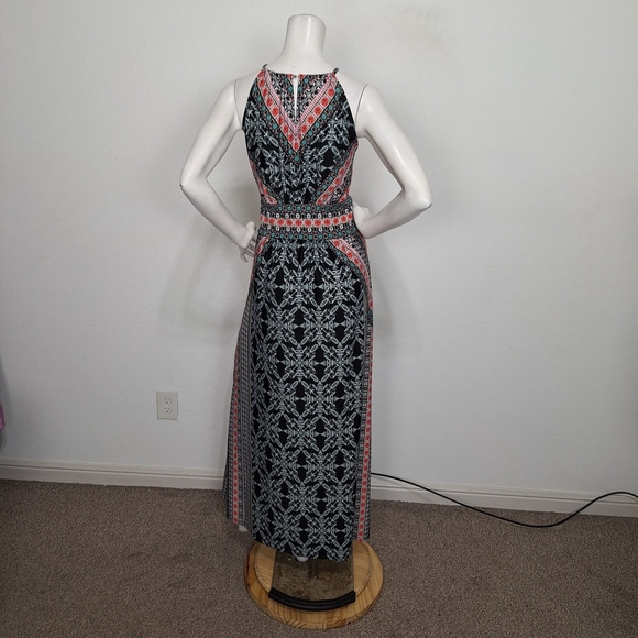 B. Calm Black Muti Keyhole Floral Boho Romantic Halter Neck Maxi Dress Size XL - Picture 7 of 13